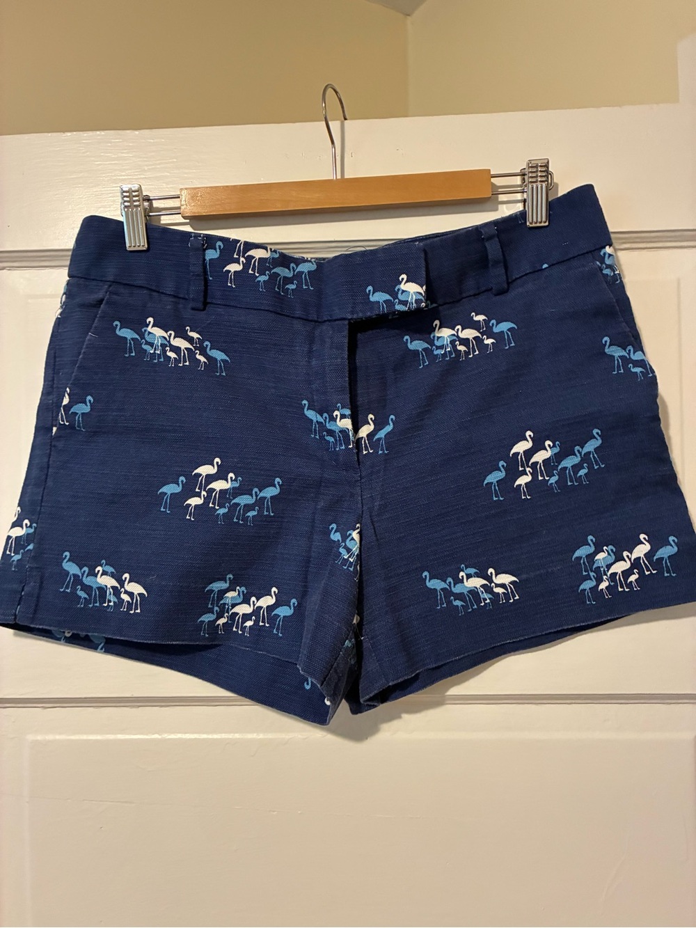 LOFT Navy Shorts with Blue & White Flamingo Print